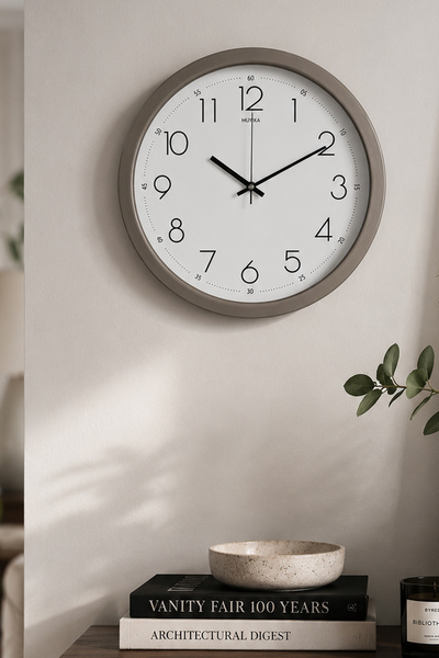 Muyika Design Duvar Saati Sessiz Akar Mekanizma Metal Kasa Camlı Modern Salon...