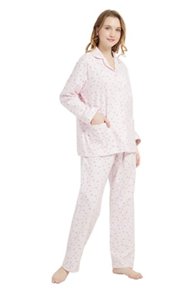 Global Set Pijama Dama Finet GLOBAL, Model Floral ROZ PUDRA, Marimea 42EU, SINTL