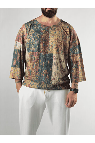 COCOPELLI Fakir Sleeve Patterned Wrinkled Men's T-Shirt Coc3196