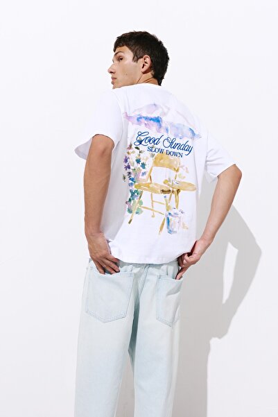 Pull & Bear Good Sunday grafik baskılı t-shirt