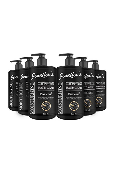 Jennifer's Charcoal Anti-Bacterial Hand Wash 500ML (Pack of 6) - Extra Moistu...
