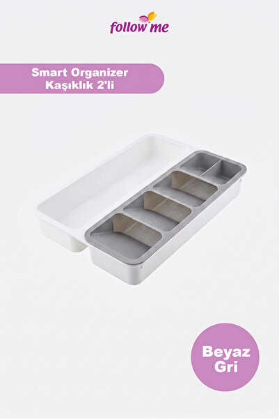 follow me Smart Organizer Kaşıklık 2'li Beyaz-Gri