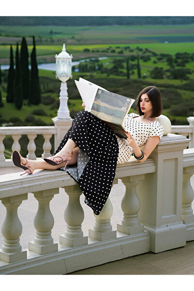 LC Waikiki Özmarka New Season Elastic Waist Polka Dot Poplin Pleated Skirt
