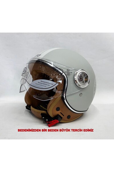 Nero Tk-06 Şefaf Vizörlü Yarım Açık Kask Mat Starlight