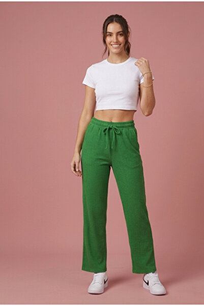 just wear zt Women's Daily Use Ribbed Wide Leg Pants