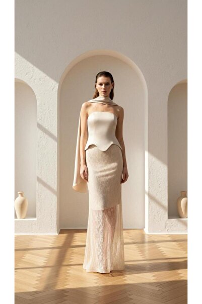 AbiyeSultan Women's Open Evening Dress - Alina Lace Evening Dress - Cape Even...
