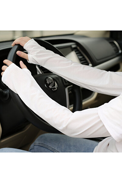 choice2 One Size White(Finger sleeve) Ice sleeve summer sun protection men's ...