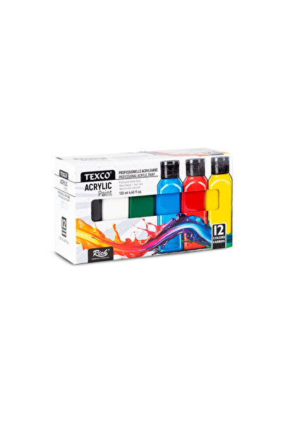 TexCo AKRİLİK BOYA SETİ 12 RENK 130 ML (CANLI RENKLER)