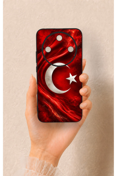 Vip Case Honor Magic 8 Lite Uyumlu Türk Bayrağı Desenli Silikon Kılıf