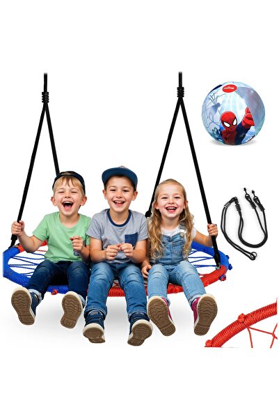 Neo-Sport Leagăn tip cuib de corb SWINGO 95 cm albastru și roșu + minge Spide...