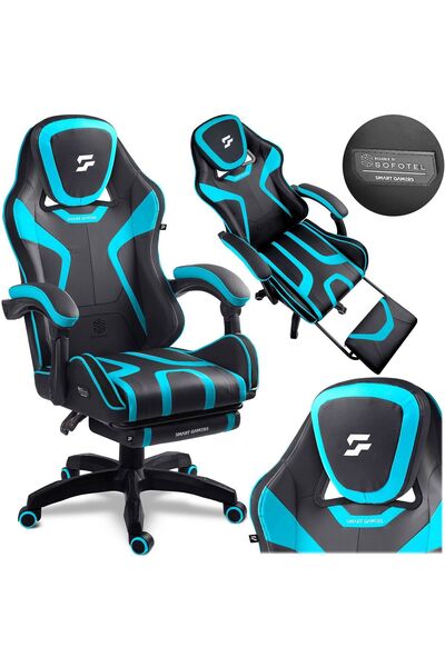 SOFOTEL Scaun de gaming, scaun de gaming pivotant, scaun tip scoică cu suport...