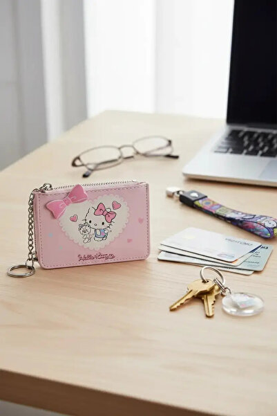 Miniso Sanrio Lisanslı Hello Kitty Pembe Fiyonklu Kartlık Cüzdan 11 Cm