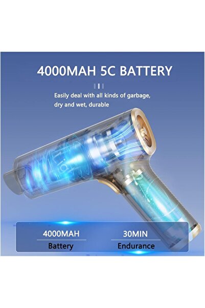 Alayjah Portable Car Vacuum Cleaner and Blower, 120W Motor, Rechargeable, Lig...