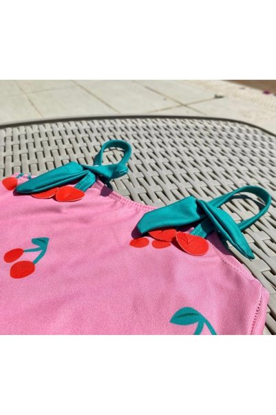 bebeğim butik Girls' Swimsuit with Cherries
