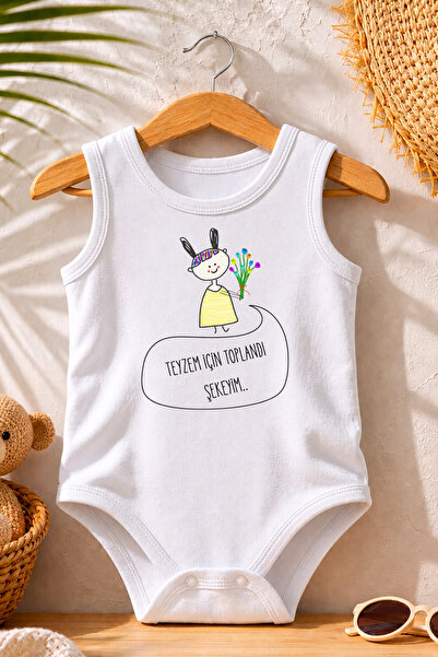 Pamuk Saray Auntie Printed Baby Undershirt Bodysuit Zero Sleeve 100% Cotton