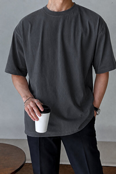 GUARAZ Men's Oversize Crew Neck 100% Cotton Plain Basic Summer T-Shirt