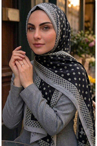 Nazellaa Polka Dot Bamboo Shawl - Gray Black