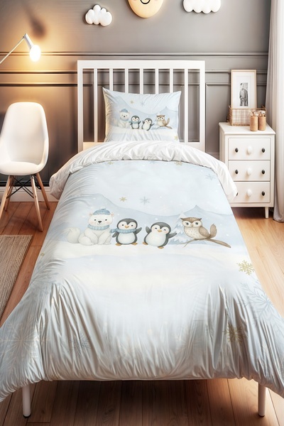 EVPANYA Winter Day Patterned Single Baby Kids Duvet Cover Set