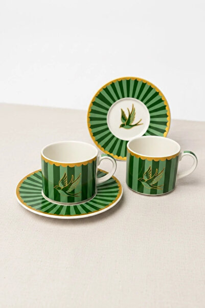 Bereketli Store Piegon Set of 2 Coffee Cups Blue – Porcelain Turkish Coffee C...