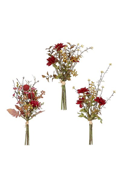 DecoDepot Buchet artificial flori de camp, rosu, 38x20 cm
