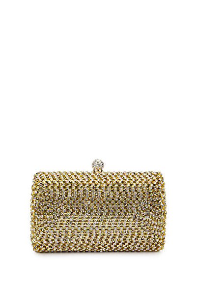 Tamer Tanca Women's Faux Leather Gold Evening Dress Bag