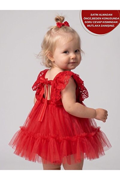 aysskids Juliet Tül Detaylı Özel Gün Bayramlık Kız Bebek Romper Elbise