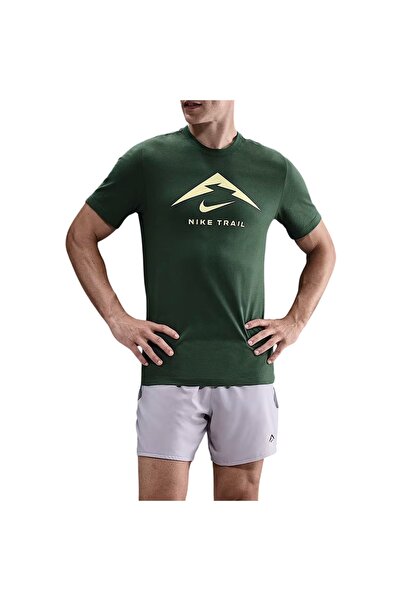 Nike Tricou de alergare pentru bărbați Dri-Fit Trail - Verde închis - S