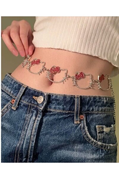 İsra Ayyıldız Moonstar Collection Silver Taşlı Hello Kitty Bel Zinciri