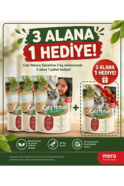Mera Cats Nature Insect Yetişkin Kedi Maması 2KG 3+1