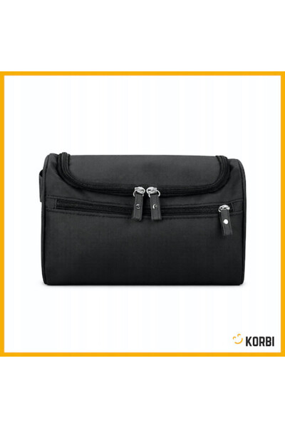 Korbi Geanta cosmetica de calatorie, compartiment mare pentru agatat, neagra,...