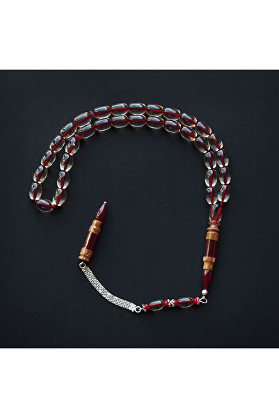 Wall Art İstanbul Usta İşçilikli Sıkma Kehribar Tesbih (Kuka Kombinli Gümüş P...
