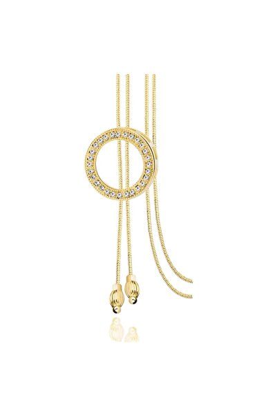 OEM Colier auriu, elegant, lung, cu detalii strassuri