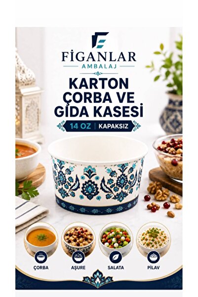 figanlar ambalaj 14 Oz Karton Gıda Kasesi Kapaksız Çorba Aşure ve Tatlı Kabı ...