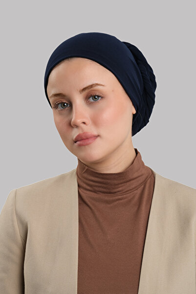 HÜRREM BONE قبعة تيسطير عملية باللون الأزرق الداكن مع رباط مطاطي 2515_02