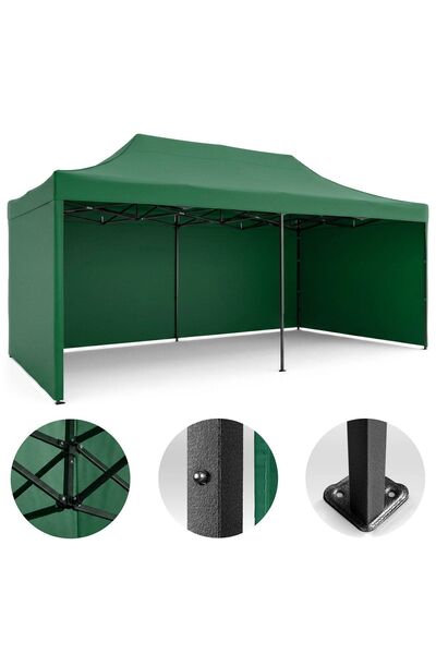 Plonos Pavilion de grădină cu 3 pereți, 3 x 6 m, verde