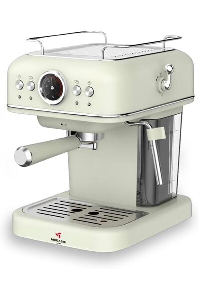 MEBASHI Espresso Coffee Machine - 1.2L, 19 Bar ULKA Pump, Adjustable Coffee V...