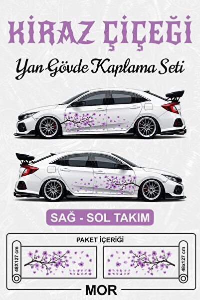 Stikacar KİRAZ ÇİÇEĞİ - Yan Gövde Kaplama Sticker Seti