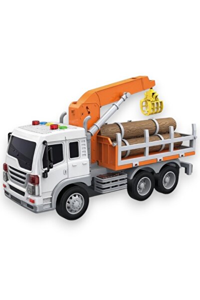 Avaleea Camion cu incarcator pentru lemn 1:16 portocaliu, Lumini si sunete, J...