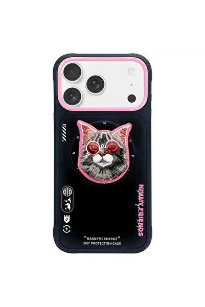 Nimmy Husă Ochelari Pisică Cool MagSafe pentru iPhone 17 Pro - negru și roz