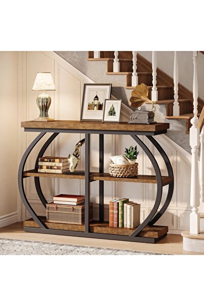 HoMeY furniture Tribesigns 3-Tier Console Table, Industrial Entryway Table wi...