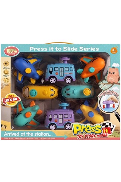 Avaleea Set Masinute Si Vehicule Cu Apasare Press It 8 Piese, Jucarie Interac...