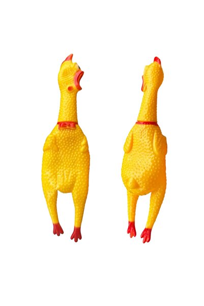 ADIRI SHOP Jucărie tip găină țipătoare din latex, 27 cm, cu sunet, galbenă