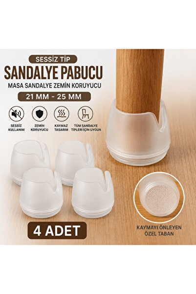 kaynar Sessiz Tip Sandalye Pabucu 21-25 mm (4 Adet) | Silikon Sandalye Ayağı ...