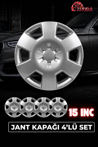 YONGA OTO AKSESUAR TOYOTA 15 İnç Jant Kapağı 4'lü Set Gümüş + 4 Amblem + 8 Cı...