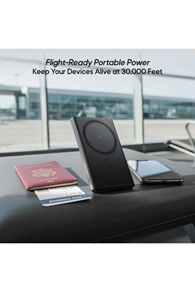 Aztech 5,000mAh Mag-safe Powergo Slim Smart Wireless Power Bank 5000mAh Portable Charger (Black)