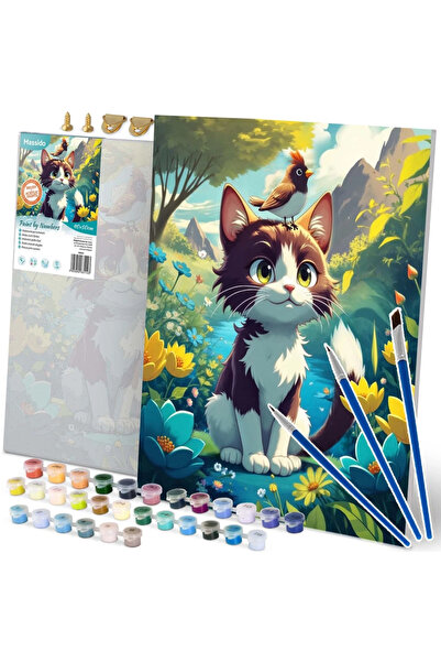 Massido Set pictura pe numere pentru copii/adulti 40x50cm Kitty cu 30 culori ...