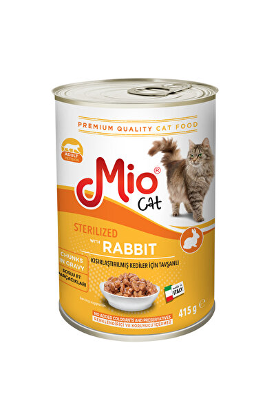 MİO Kedi Konserve - Yaş Mama - 415 gr Kedi - Sterilize/Tavşanlı x 15 adet