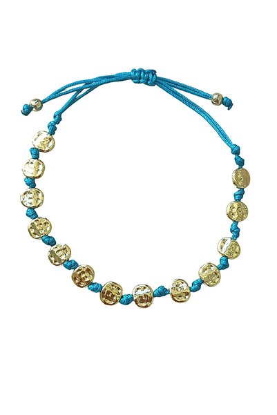 Twinssis Accessories Ayarlanabilir Gold Ezme Pul Makrome Kırmızı İp Şans Bileklik