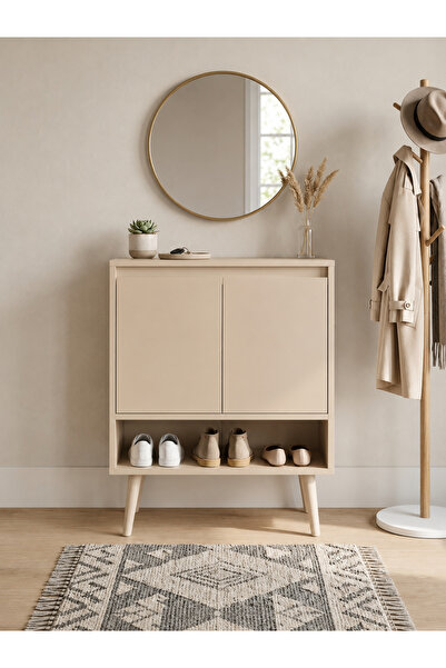 moldesan Mila MDF Ayakkabılık ve Çok Amaçlı Dolap Raflı ve Kapaklı 60 cm