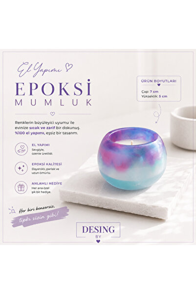 DESING BY Epoksi Yuvarlak Mumluk - Özel Tasarım Dekoratif Mumluk
